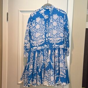 Juliet Dunn Beautiful Full Sweep Blue and White Floral Dress Size 6/8
